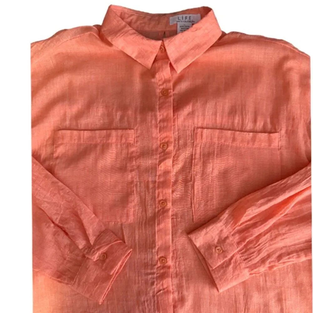 L.I.F.E. Love Is For Eternity Orange Tunic Beach Cover Up Size L - Picture 7 of 11
